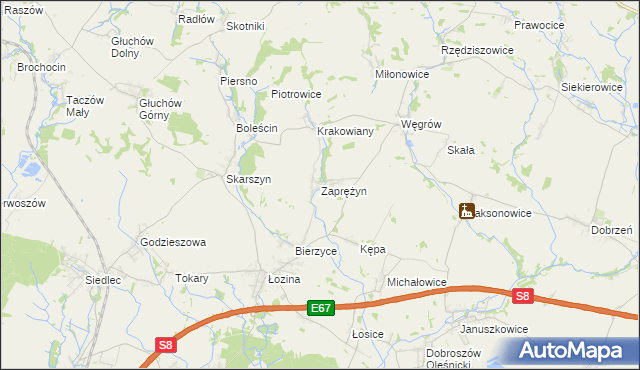 mapa Zaprężyn, Zaprężyn na mapie Targeo