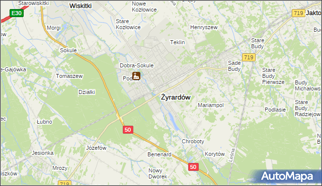 mapa Żyrardów, Żyrardów na mapie Targeo