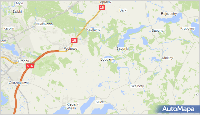 mapa Bogdany gmina Barczewo, Bogdany gmina Barczewo na mapie Targeo