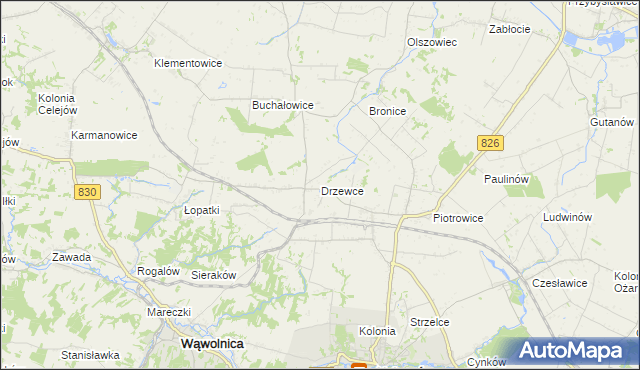 mapa Drzewce gmina Nałęczów, Drzewce gmina Nałęczów na mapie Targeo