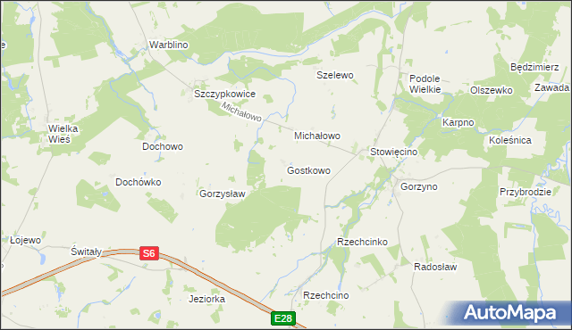 mapa Gostkowo gmina Główczyce, Gostkowo gmina Główczyce na mapie Targeo