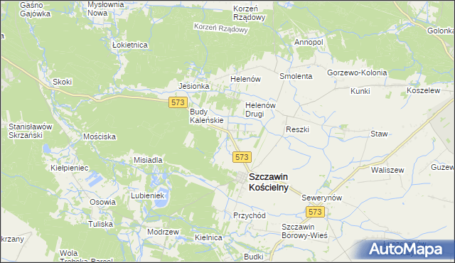 mapa Kaleń gmina Szczawin Kościelny, Kaleń gmina Szczawin Kościelny na mapie Targeo