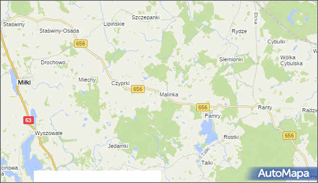 mapa Malinka, Malinka na mapie Targeo