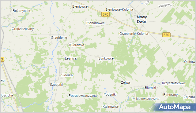 mapa Synkowce, Synkowce na mapie Targeo