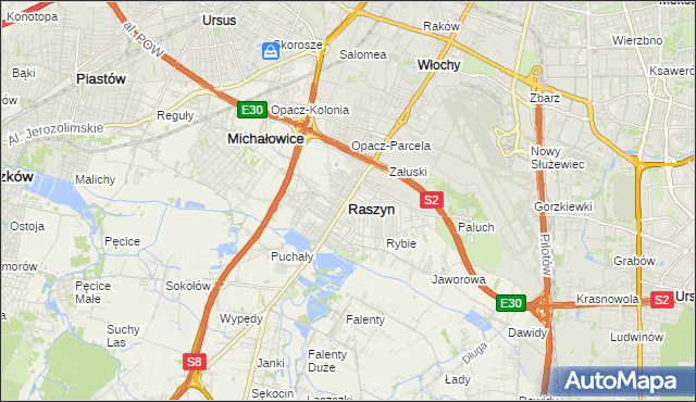 mapa Raszyn powiat pruszkowski, Raszyn powiat pruszkowski na mapie Targeo