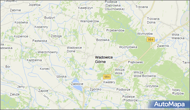 mapa Wadowice Górne, Wadowice Górne na mapie Targeo