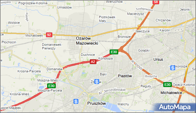 mapa Konotopa gmina Ożarów Mazowiecki, Konotopa gmina Ożarów Mazowiecki na mapie Targeo