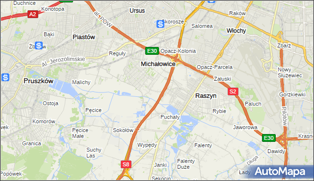 mapa Michałowice-Wieś, Michałowice-Wieś na mapie Targeo