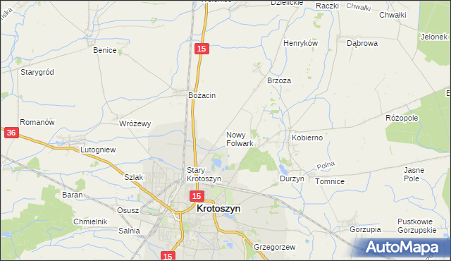 mapa Nowy Folwark gmina Krotoszyn, Nowy Folwark gmina Krotoszyn na mapie Targeo