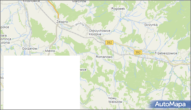 mapa Romanowo gmina Kłodzko, Romanowo gmina Kłodzko na mapie Targeo