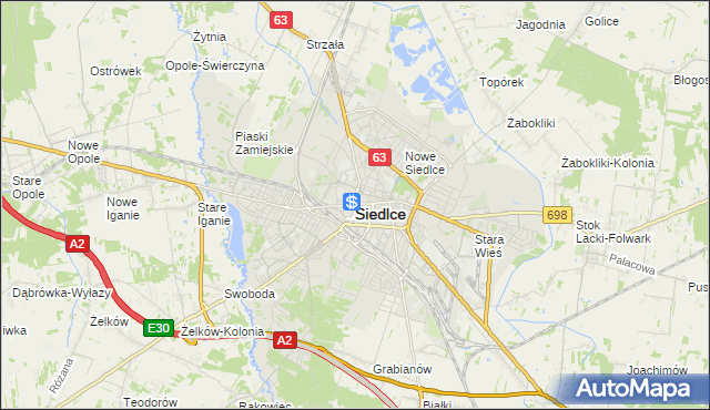 mapa Siedlce, Siedlce na mapie Targeo