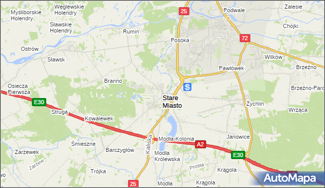 mapa Stare Miasto powiat koniński, Stare Miasto powiat koniński na mapie Targeo