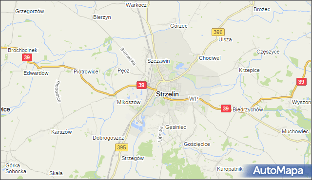 mapa Strzelin, Strzelin na mapie Targeo