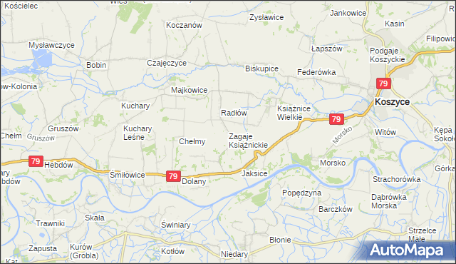 mapa Zagaje Książnickie, Zagaje Książnickie na mapie Targeo