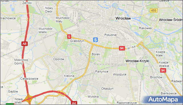 mapa Borek gmina Wrocław, Borek gmina Wrocław na mapie Targeo