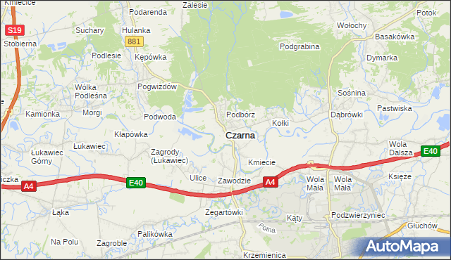 mapa Czarna powiat łańcucki, Czarna powiat łańcucki na mapie Targeo