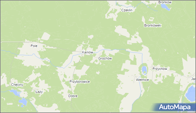 mapa Grochów gmina Gubin, Grochów gmina Gubin na mapie Targeo