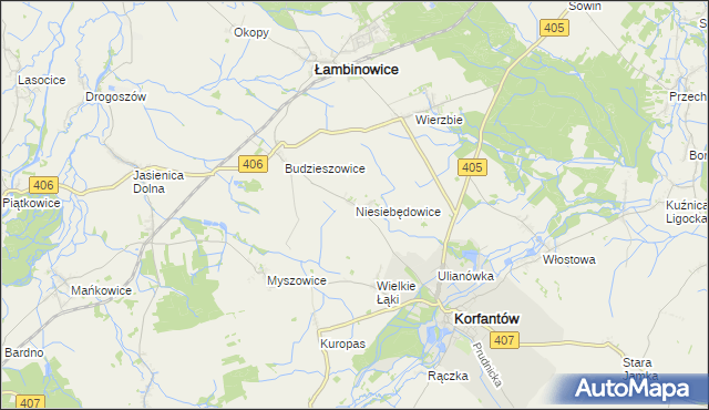 mapa Niesiebędowice, Niesiebędowice na mapie Targeo