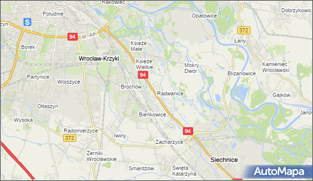 mapa Radwanice gmina Siechnice, Radwanice gmina Siechnice na mapie Targeo