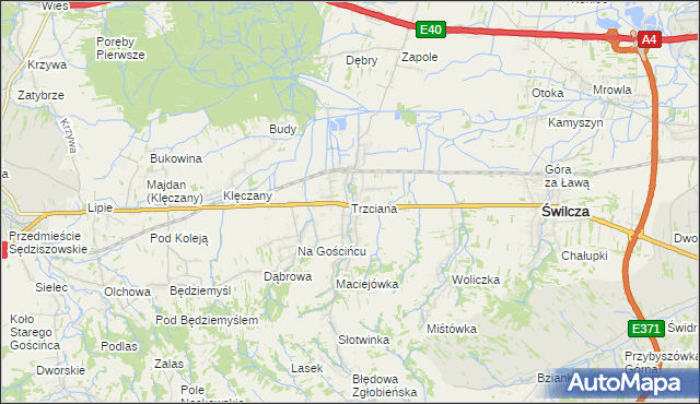 mapa Trzciana gmina Świlcza, Trzciana gmina Świlcza na mapie Targeo