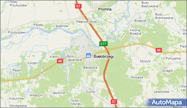 mapa Białobrzegi, Białobrzegi na mapie Targeo