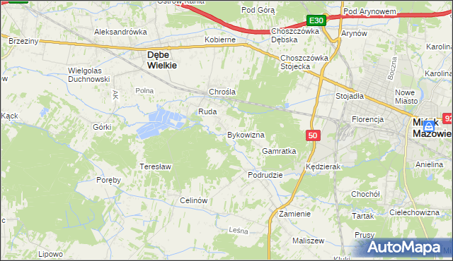 mapa Bykowizna, Bykowizna na mapie Targeo