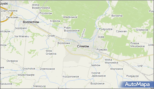 mapa Ćmielów, Ćmielów na mapie Targeo