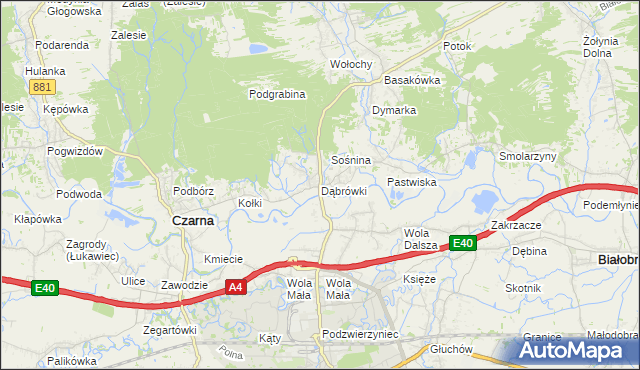 mapa Dąbrówki gmina Czarna, Dąbrówki gmina Czarna na mapie Targeo