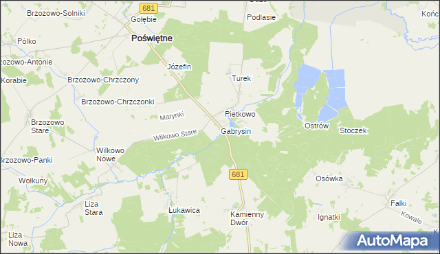 mapa Gabrysin gmina Poświętne, Gabrysin gmina Poświętne na mapie Targeo