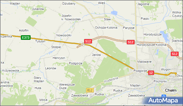 mapa Janów gmina Chełm, Janów gmina Chełm na mapie Targeo