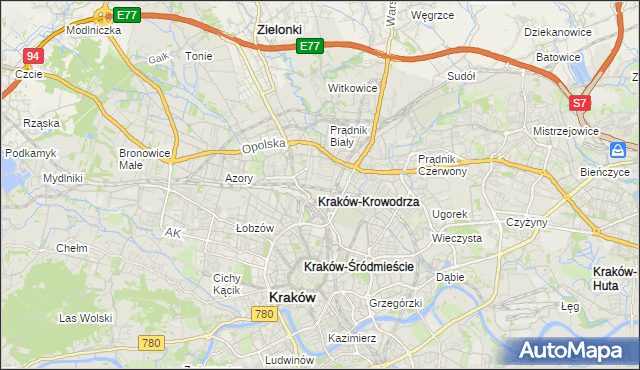 mapa Krowodrza, Krowodrza na mapie Targeo