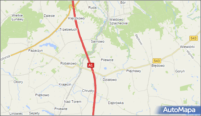 mapa Pilewice, Pilewice na mapie Targeo