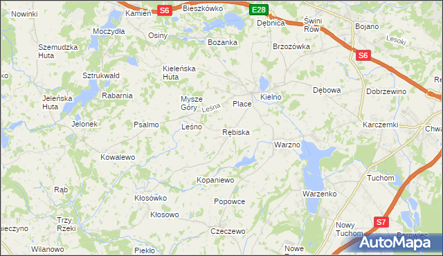 mapa Rębiska gmina Szemud, Rębiska gmina Szemud na mapie Targeo