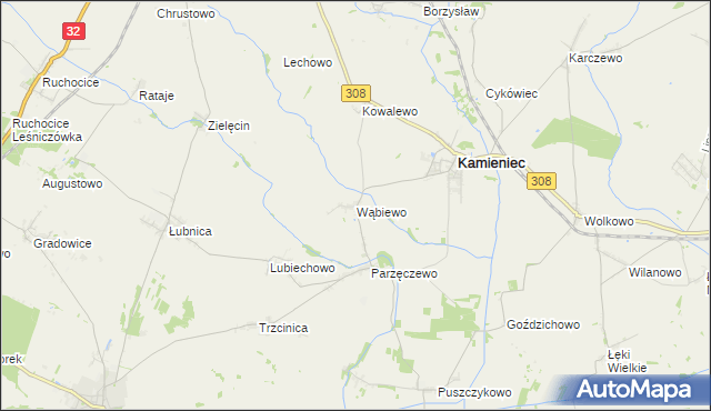 mapa Wąbiewo, Wąbiewo na mapie Targeo