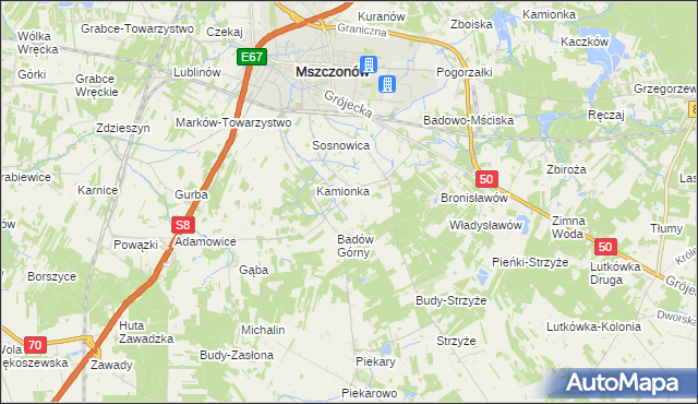 mapa Adamówek gmina Mszczonów, Adamówek gmina Mszczonów na mapie Targeo