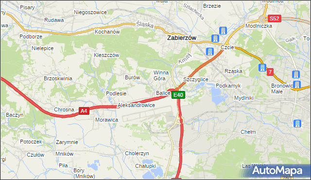 mapa Balice gmina Zabierzów, Balice gmina Zabierzów na mapie Targeo