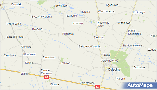 mapa Bełszewo-Kolonia, Bełszewo-Kolonia na mapie Targeo