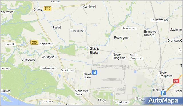 mapa Biała gmina Stara Biała, Biała gmina Stara Biała na mapie Targeo