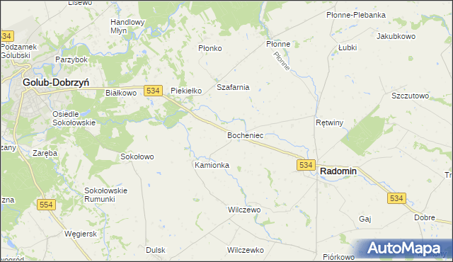 mapa Bocheniec gmina Radomin, Bocheniec gmina Radomin na mapie Targeo