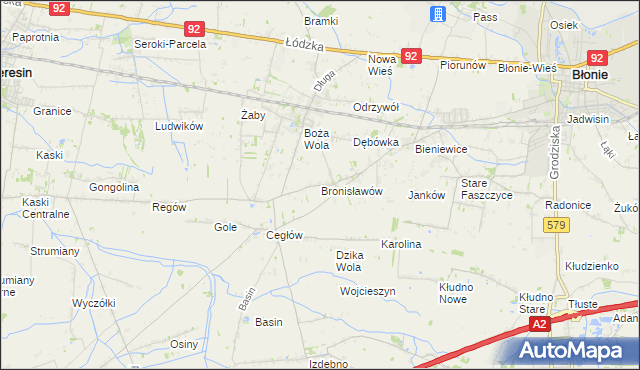 mapa Bronisławów gmina Baranów, Bronisławów gmina Baranów na mapie Targeo