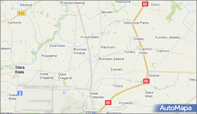 mapa Bronowo-Zalesie, Bronowo-Zalesie na mapie Targeo