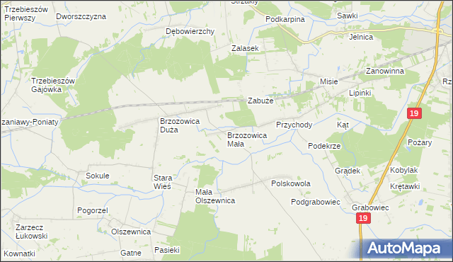 mapa Brzozowica Mała, Brzozowica Mała na mapie Targeo