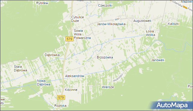 mapa Brzozówka gmina Czosnów, Brzozówka gmina Czosnów na mapie Targeo