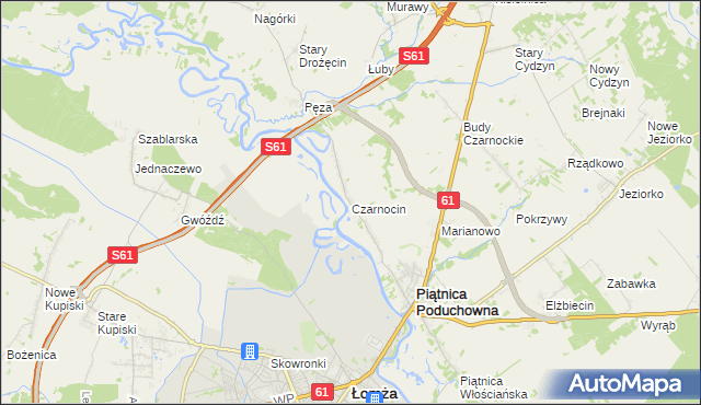 mapa Czarnocin gmina Piątnica, Czarnocin gmina Piątnica na mapie Targeo