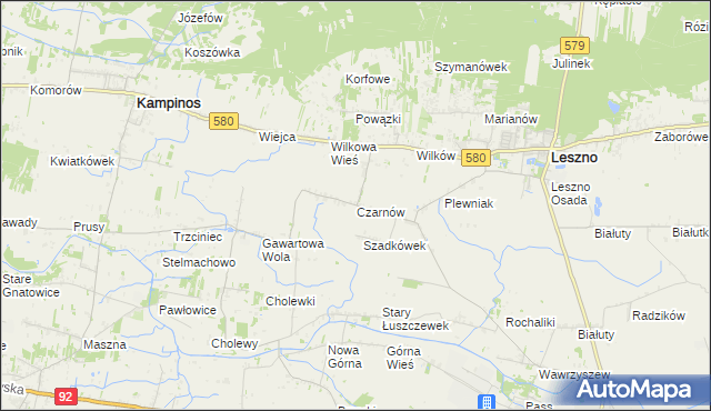 mapa Czarnów gmina Leszno, Czarnów gmina Leszno na mapie Targeo