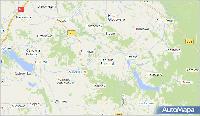 mapa Czerskie Rumunki, Czerskie Rumunki na mapie Targeo