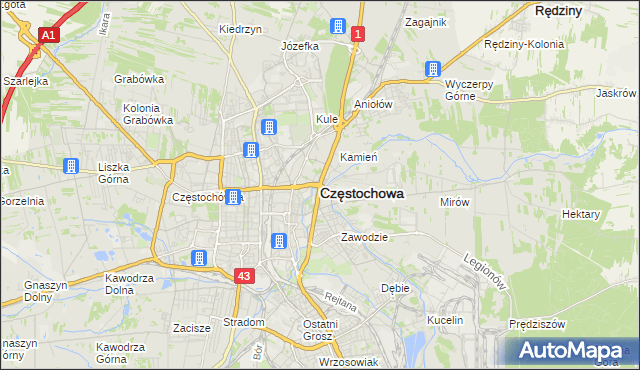 mapa Częstochowy, Częstochowa na mapie Targeo