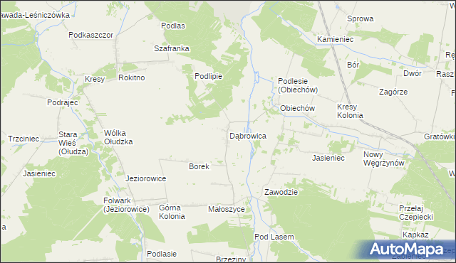 mapa Dąbrowica gmina Słupia, Dąbrowica gmina Słupia na mapie Targeo