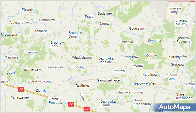 mapa Dąbrówka Nadolna, Dąbrówka Nadolna na mapie Targeo