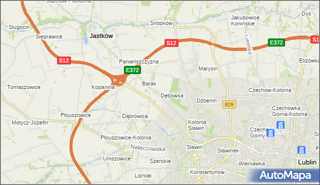 mapa Dębówka gmina Jastków, Dębówka gmina Jastków na mapie Targeo